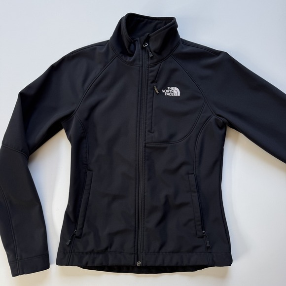 THE NORTH FACE Softshell Fleece Lined Full Zip Jacket Womens XS Black Classic - Picture 1 of 15
